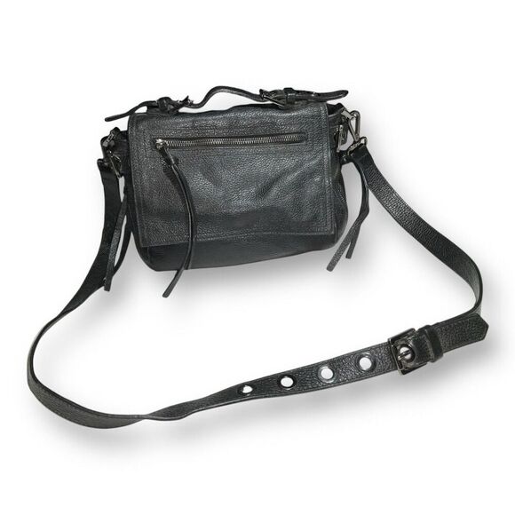 ๐ค Alessandro Mari Italy Black Pebbled Leather Crossbodyโ Shoulder Bag - Picture 2 of 8